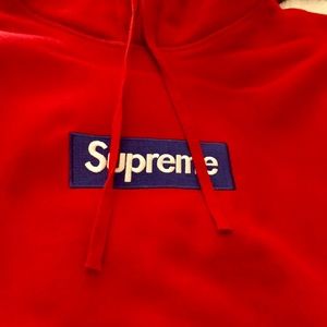 Supreme Box Logo Hoodie Red/Blue Sz L